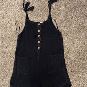 Ocean Drive Black Button-Front Romper
